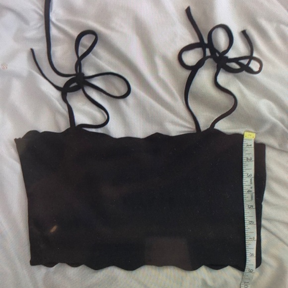 Black Crop Top with Tie Straps - Picture 3 of 3